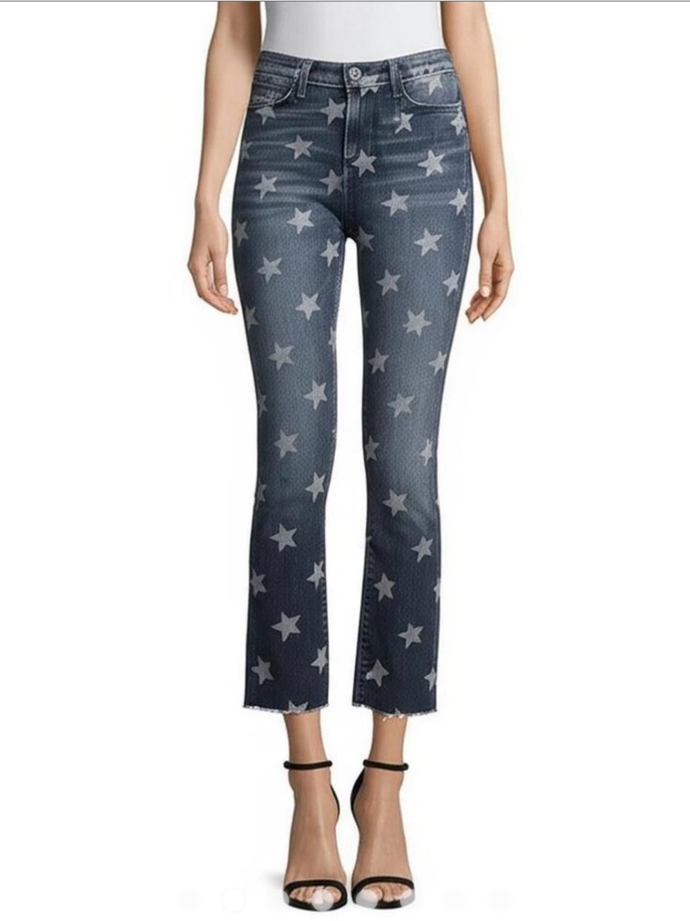 Current/Elliot Slim cropped straight Star-Print Jeans - size 28 # 1161